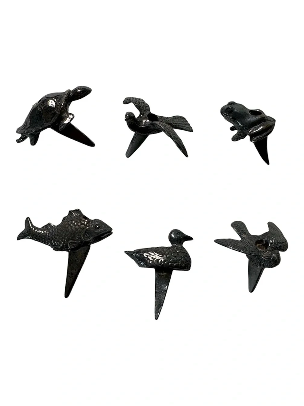 Vintage Reed & Barton Silver-tone Set 6 Figural Animal Birthday Candle Holders
